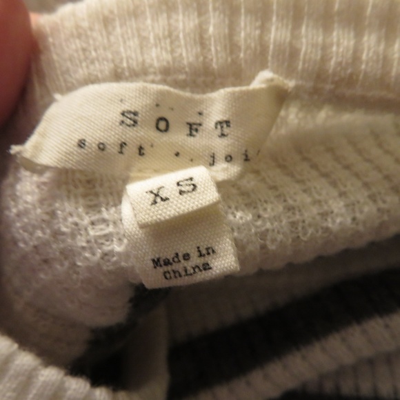 JOIE SOFT GRAY WHITE STRIPED PULLOVER SWEATER XS - Picture 4 of 4